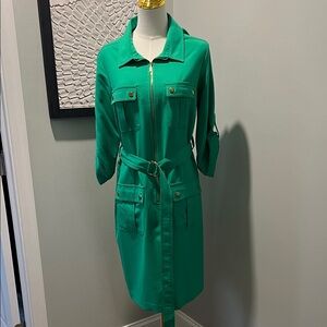 Sharagano Green Belted Dress
